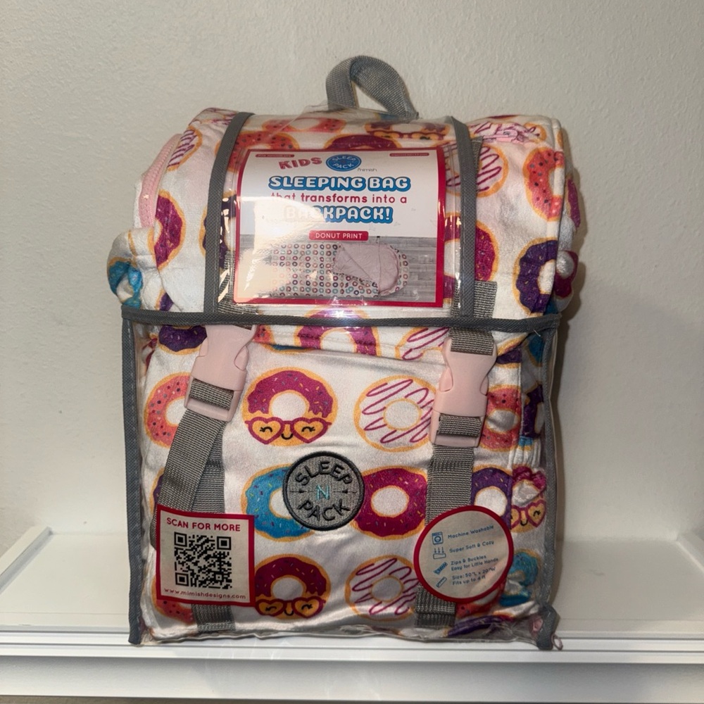 Kids Donut Print Sleeping Bag Backpack